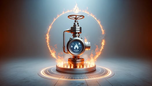 DALL·E 2024-05-02 09.53.24 - A realistic and clean image of an oxygen control valve in a high fire-risk environment. The image should highlight the flammability associated with us