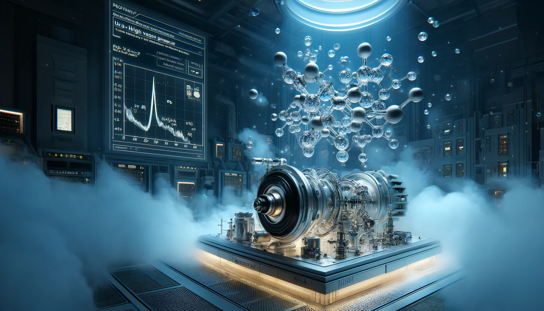 DALL·E 2024-04-05 08.56.21 - Envision an ultra-high vacuum pump room, radiating the essence of advanced technology and scientific precision. At the center, a sleek, cutting-edge v